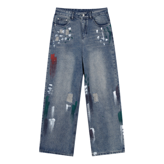 ペイントデニムパンツ