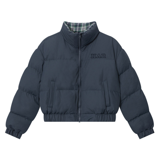 チェック柄リバーシブルダウンジャケット