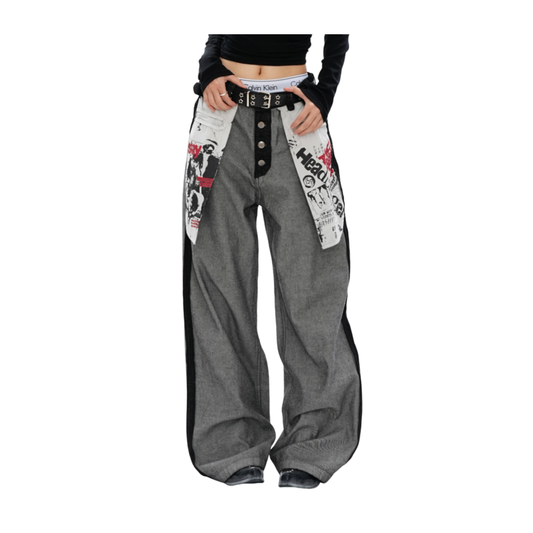 American Print Denim Pants